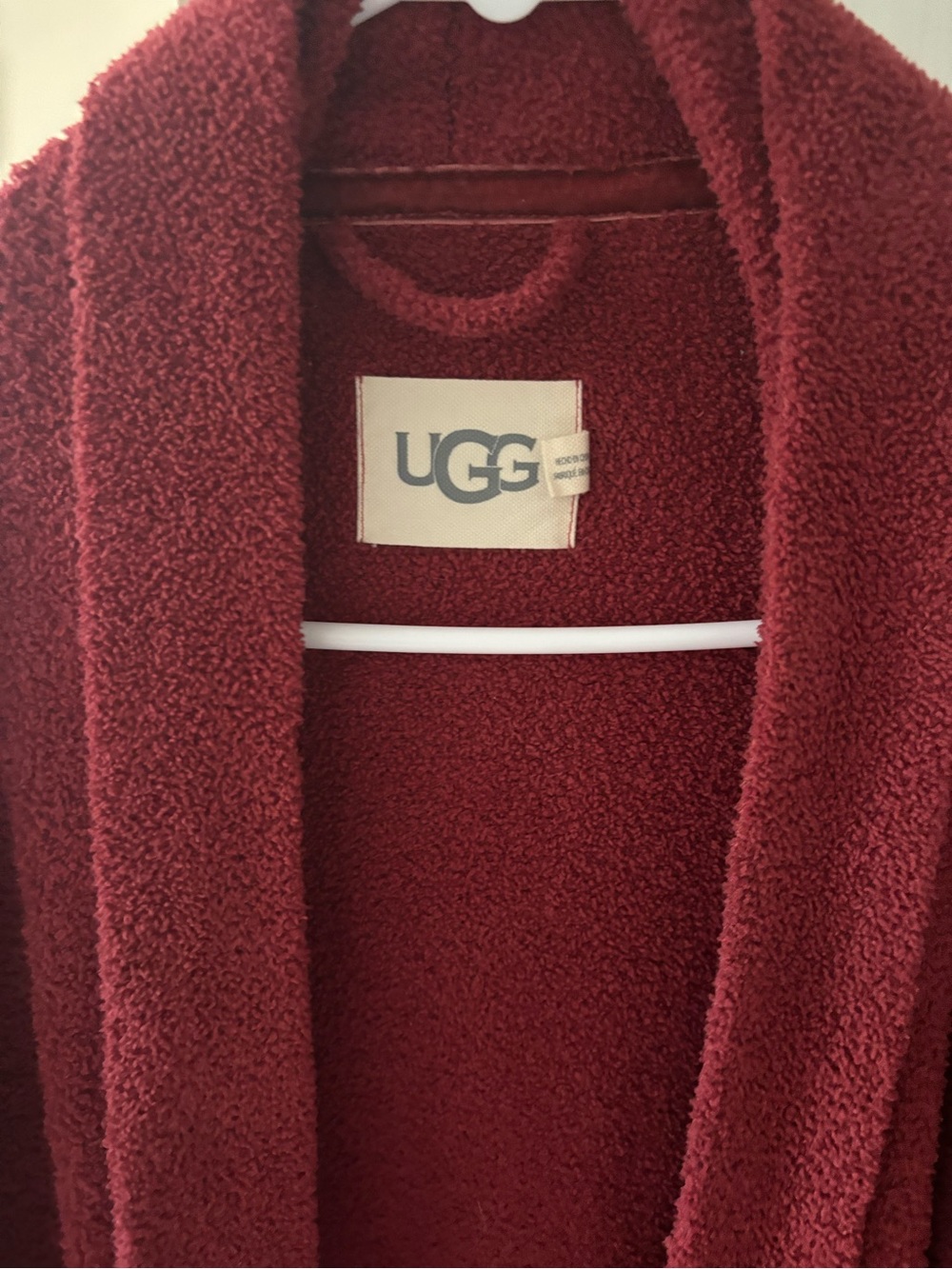 UGG Plush Hooded Robe in Burgundy